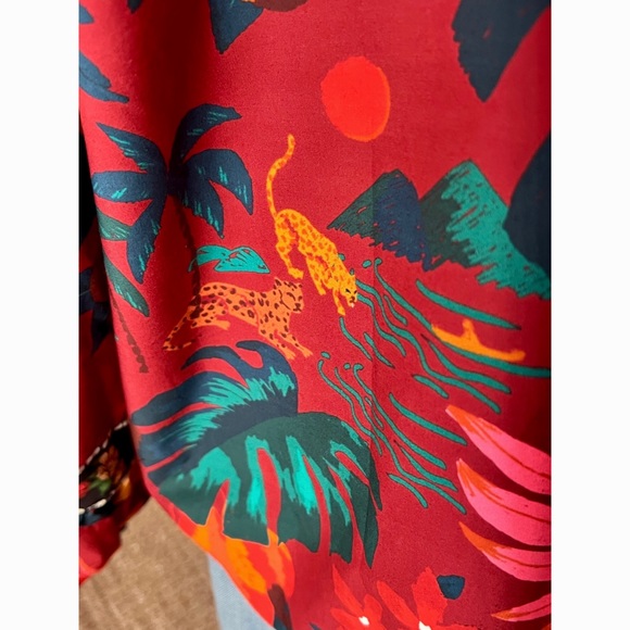 Anthropologie Farm Rio V-Neck Poplin Top XL - Picture 3 of 12